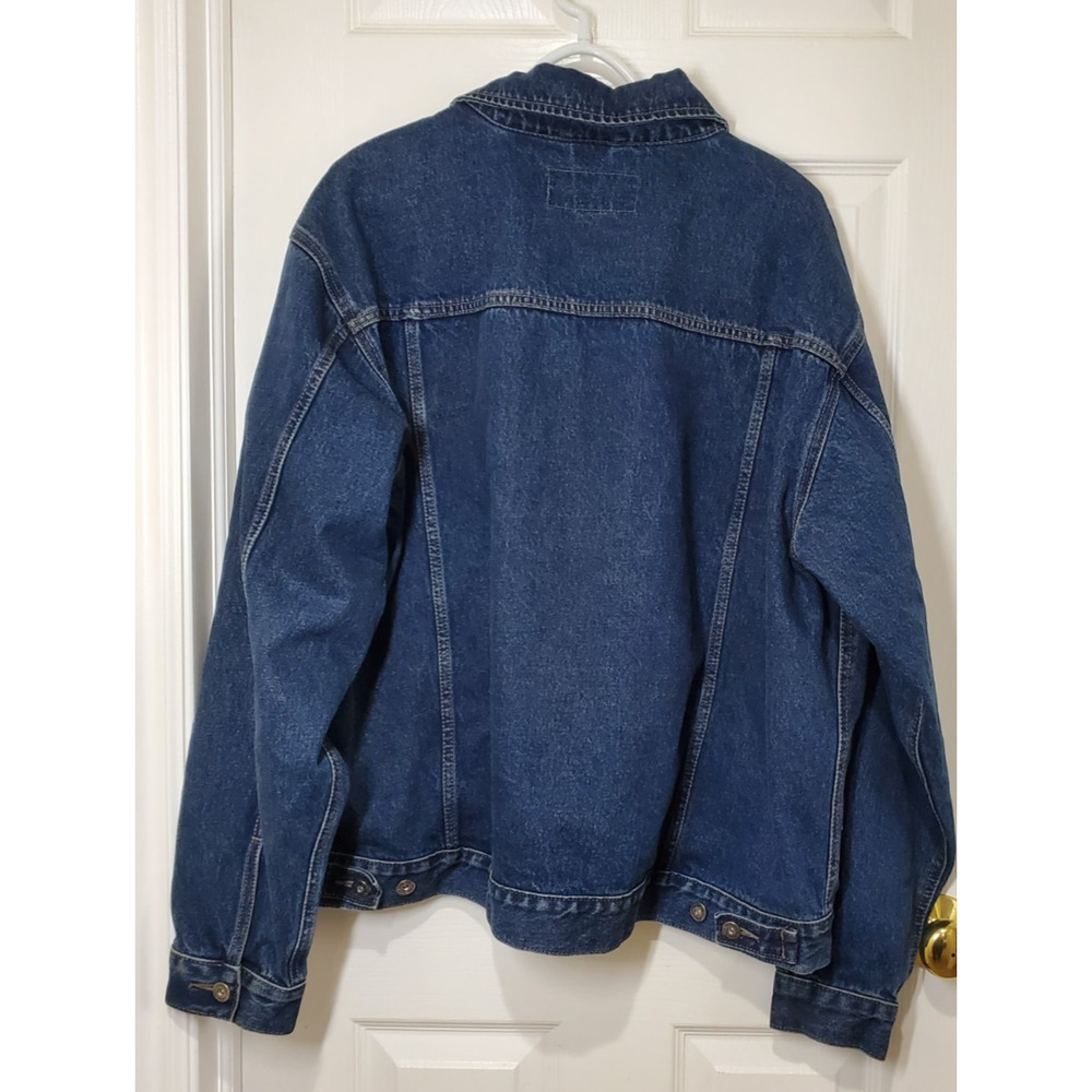 Wrangler Denim Trucker Jacket Mens 2X Blue Cotton Button Front Classic Jean - Picture 9 of 11